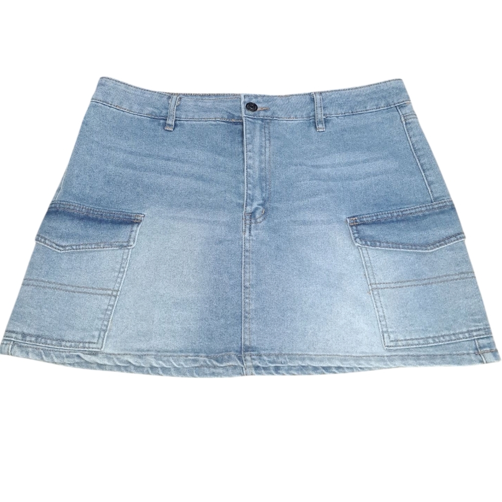 Love Cult Denim Blue Women's Cargo Skirt